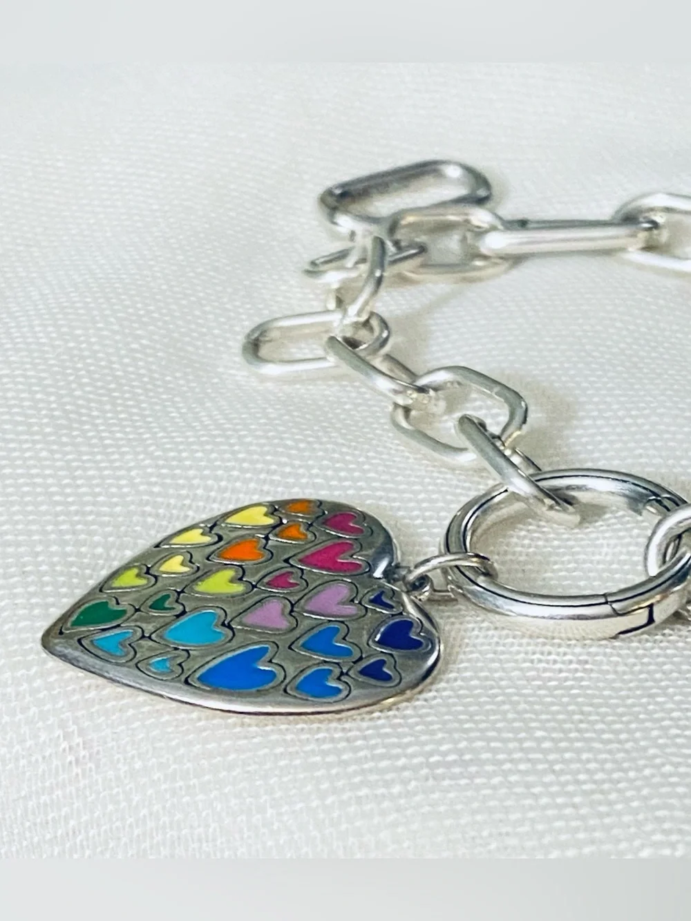 James Avery Full of Love Enamel Heart Dangle Charm | 925 Sterling Silver
